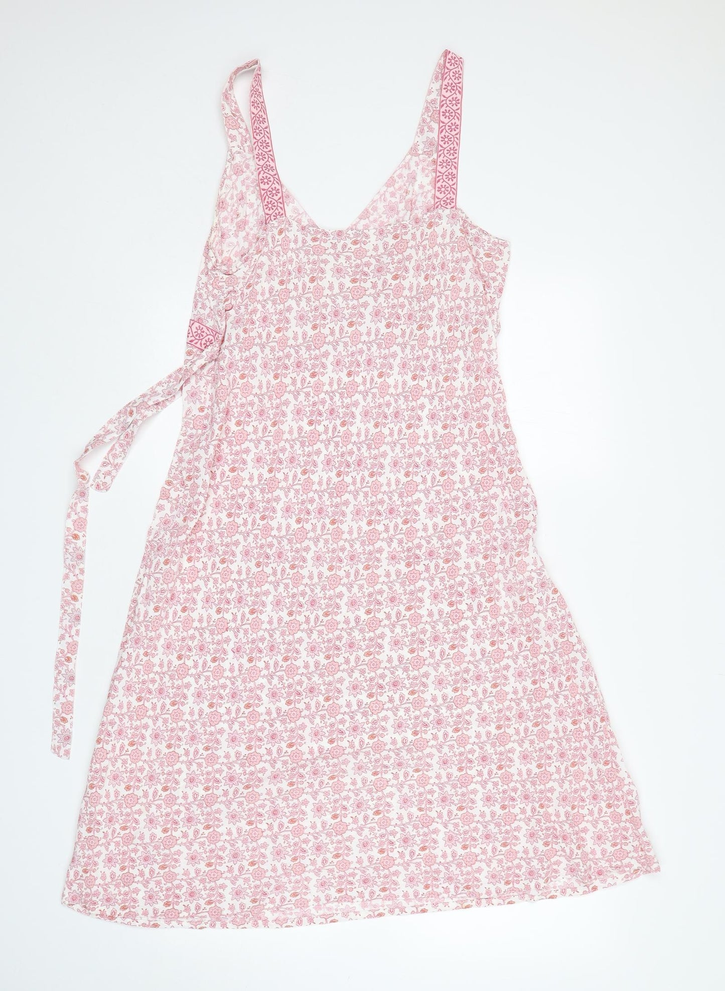 E-vie Womens Pink Floral Viscose A-Line  Size 14  V-Neck