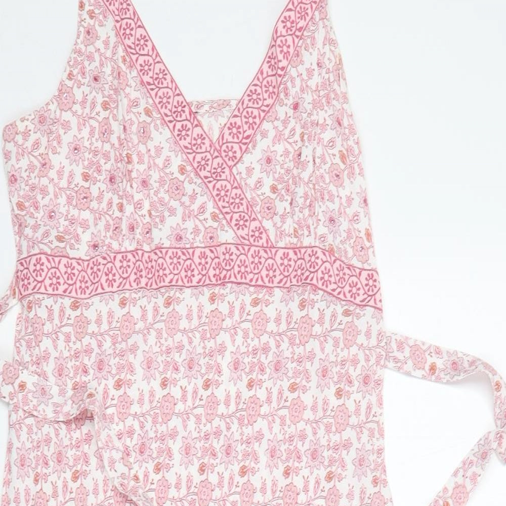 E-vie Womens Pink Floral Viscose A-Line  Size 14  V-Neck