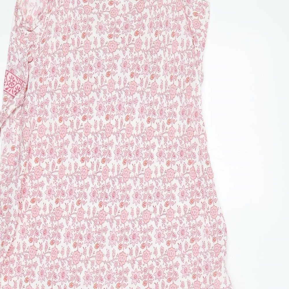 E-vie Womens Pink Floral Viscose A-Line  Size 14  V-Neck