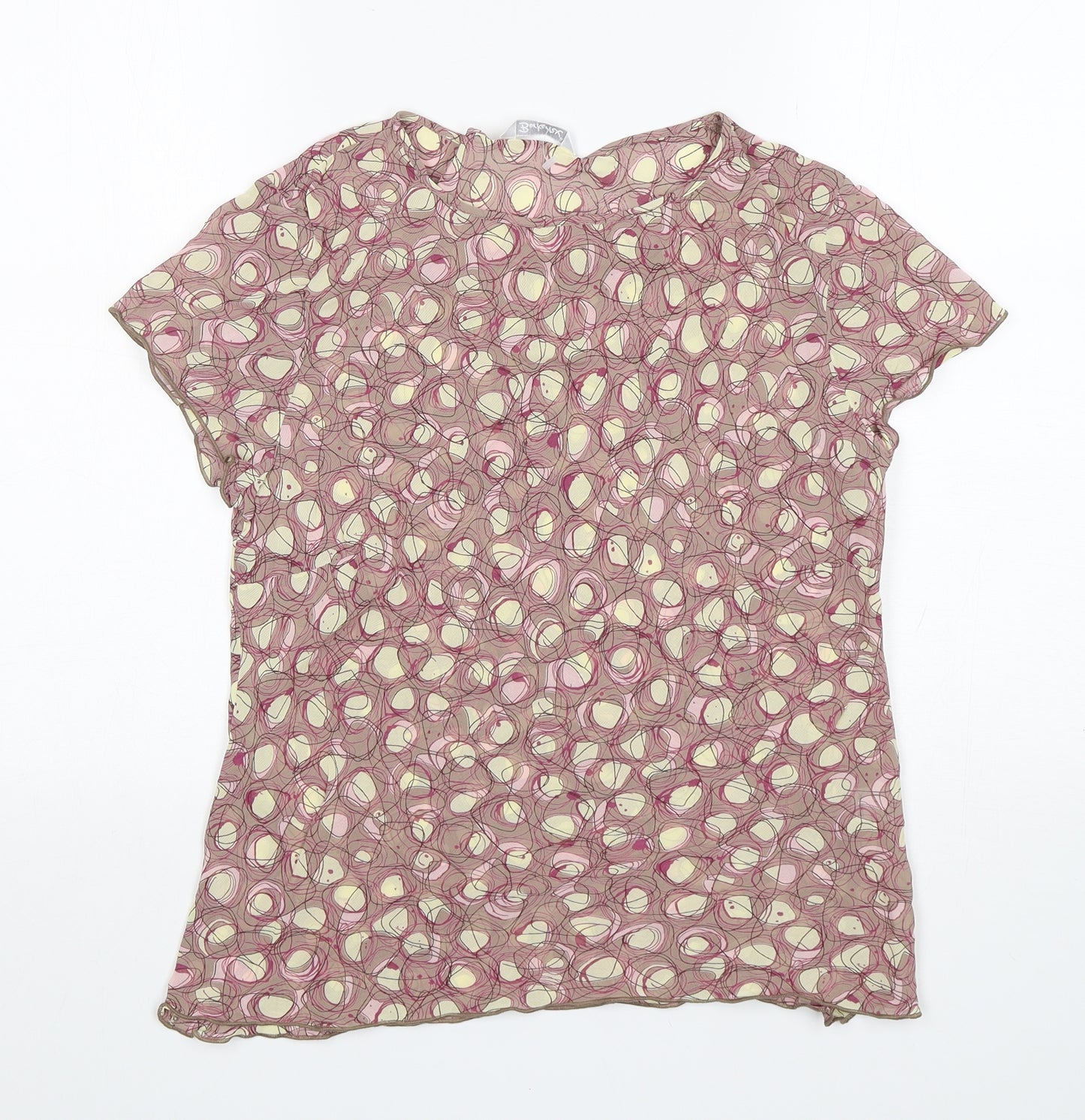 Berkertex Womens Multicoloured Geometric Viscose Basic Blouse Size 14 Round Neck