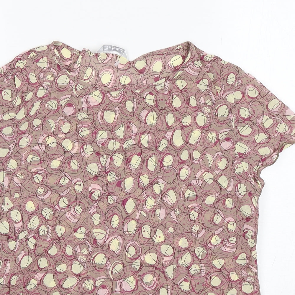 Berkertex Womens Multicoloured Geometric Viscose Basic Blouse Size 14 Round Neck