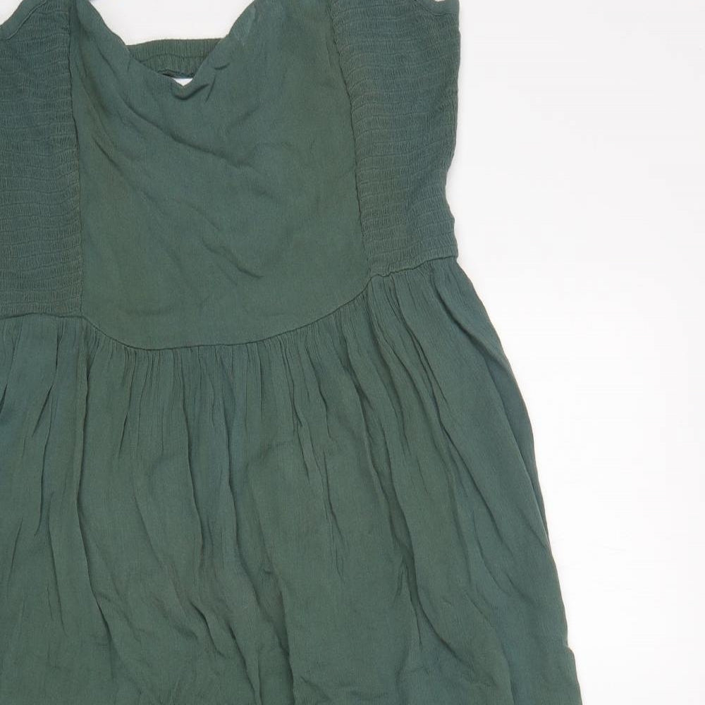 Peacocks Womens Green  Viscose A-Line  Size 18  V-Neck