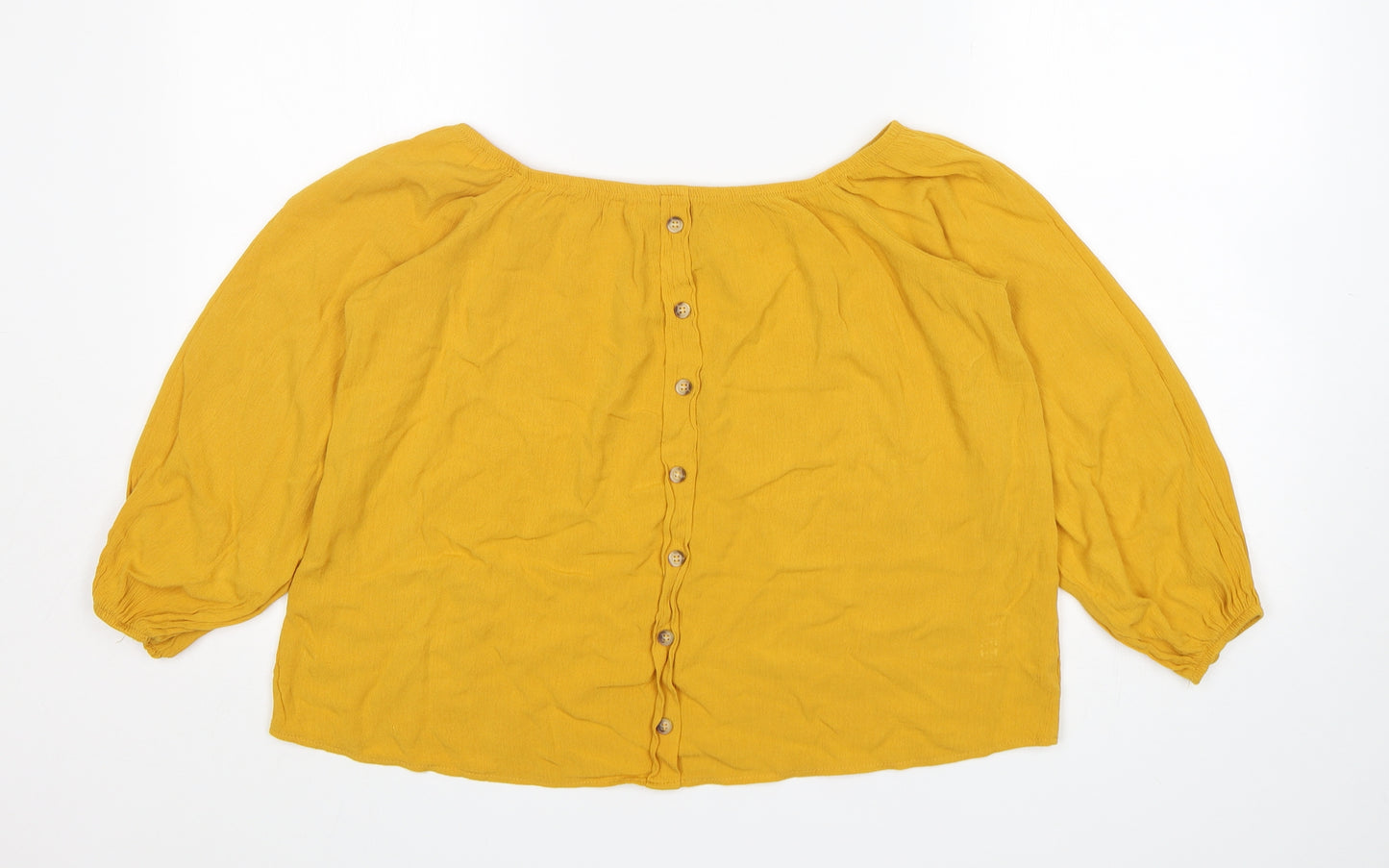 Select Womens Yellow  Viscose Basic Blouse Size 14 Boat Neck