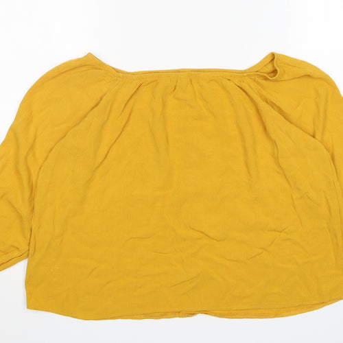 Select Womens Yellow  Viscose Basic Blouse Size 14 Boat Neck