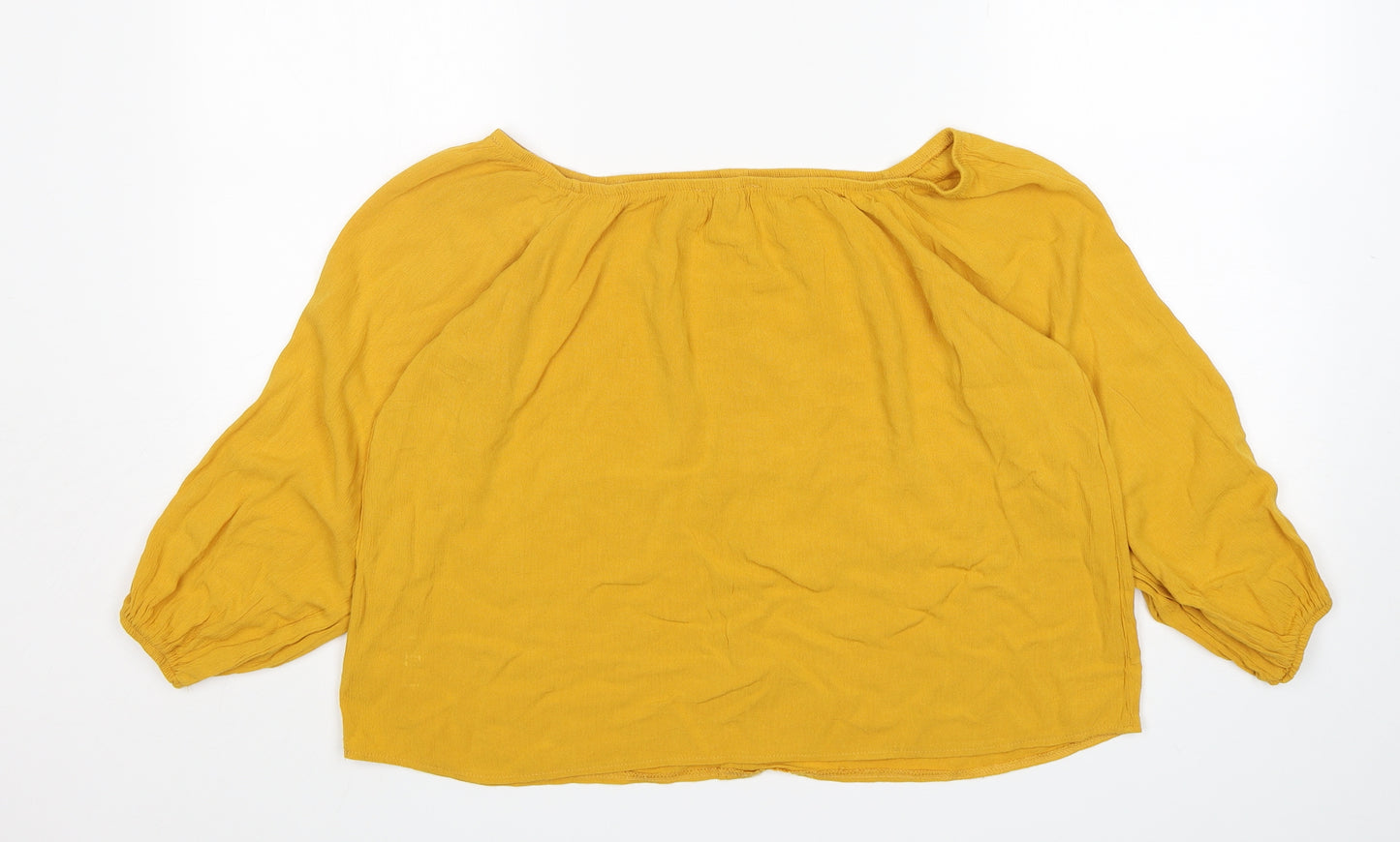 Select Womens Yellow  Viscose Basic Blouse Size 14 Boat Neck