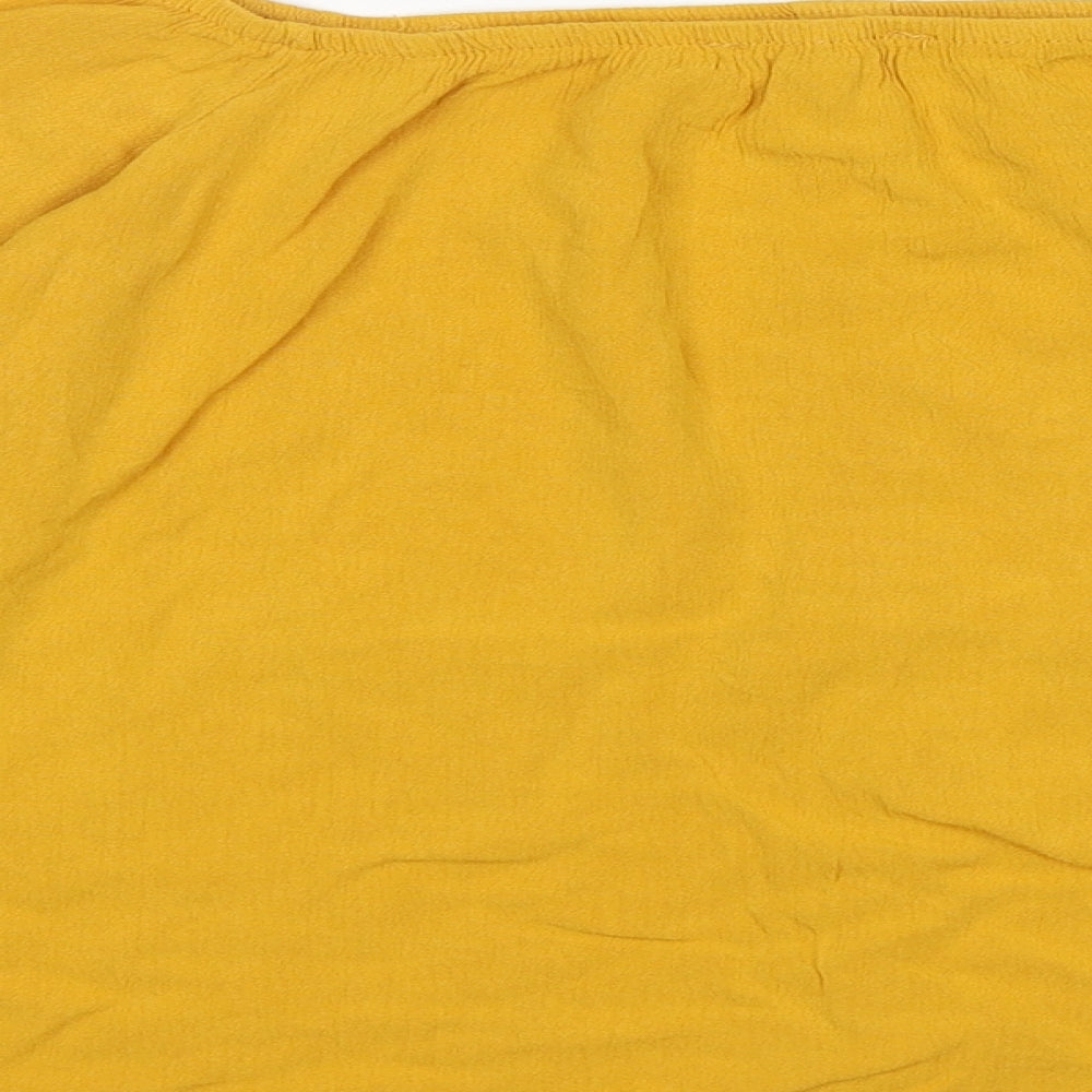 Select Womens Yellow  Viscose Basic Blouse Size 14 Boat Neck