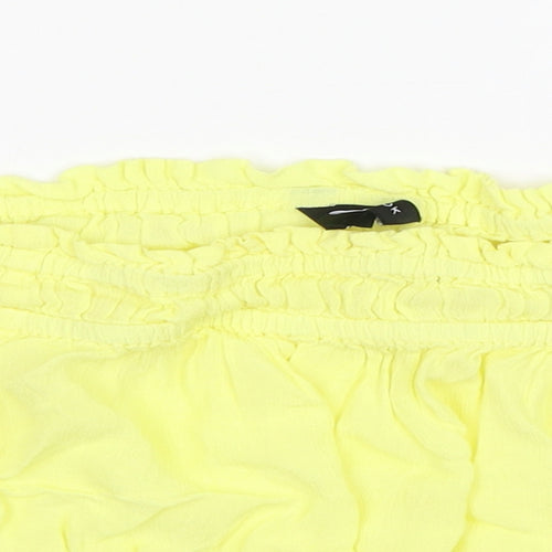 New Look Womens Yellow  Viscose Cropped Blouse Size 10 Boat Neck