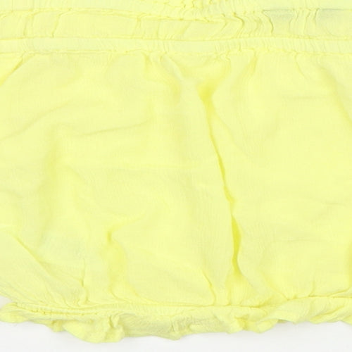 New Look Womens Yellow  Viscose Cropped Blouse Size 10 Boat Neck