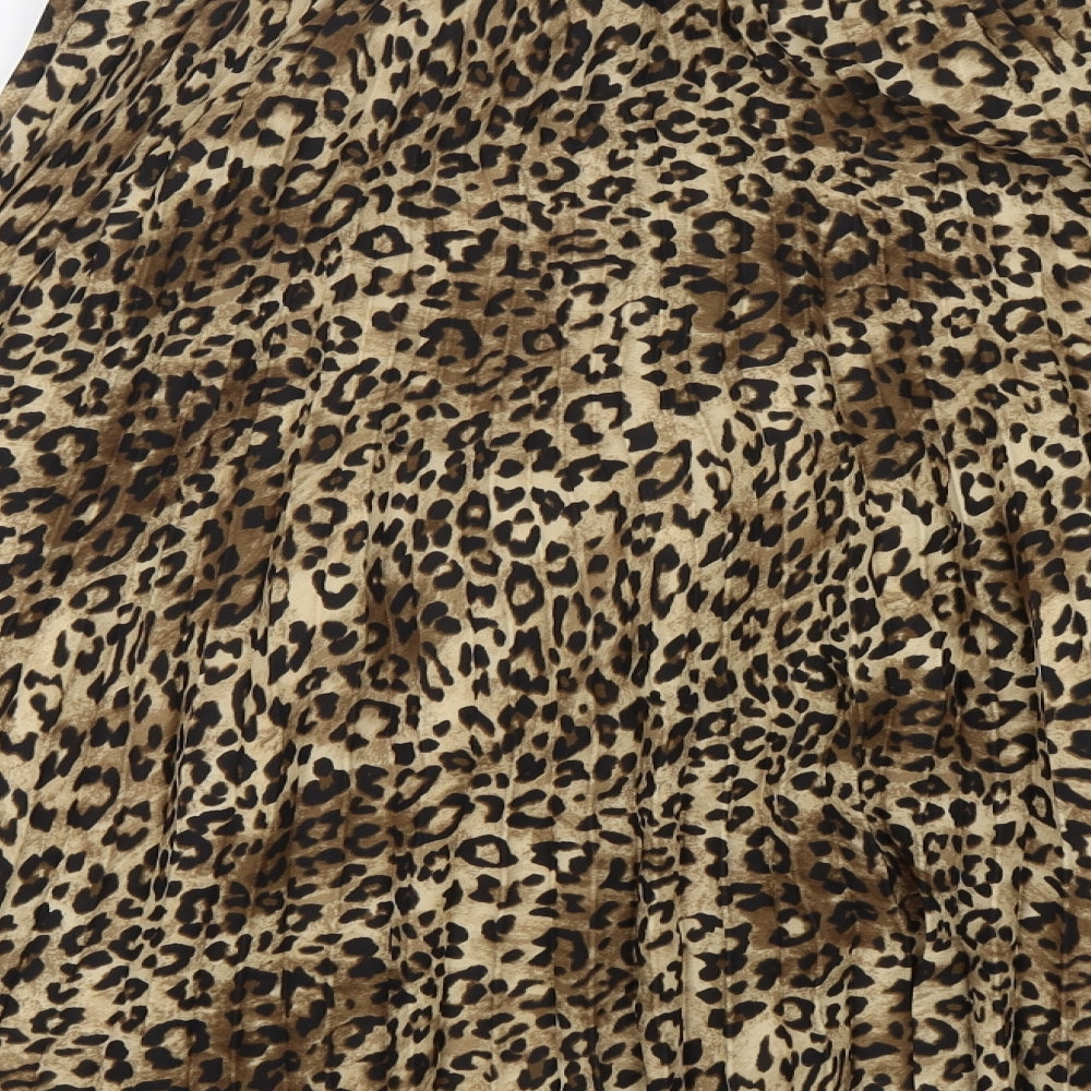 H&M Womens Multicoloured Animal Print Polyester A-Line Skirt Size 14