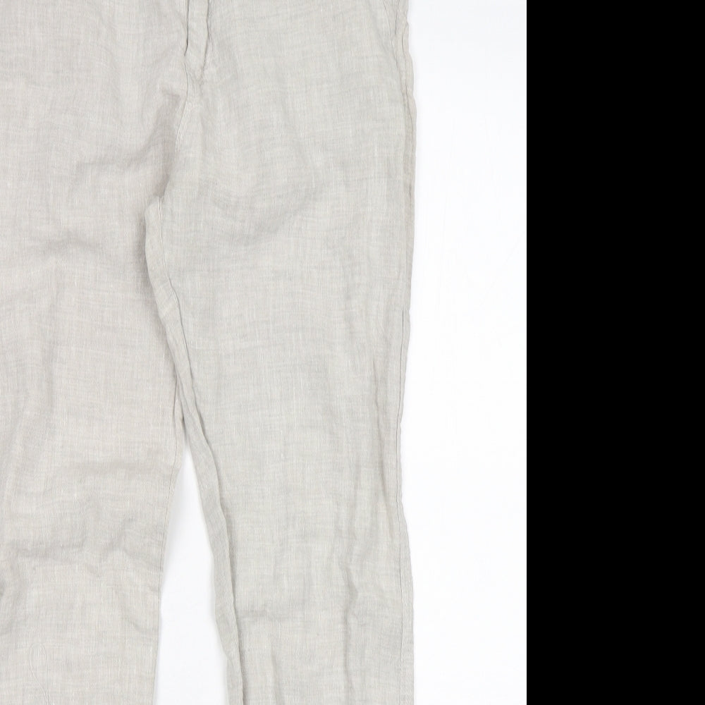 Denim Co Womens Grey  Linen Trousers  Size 34 L31 in Slim