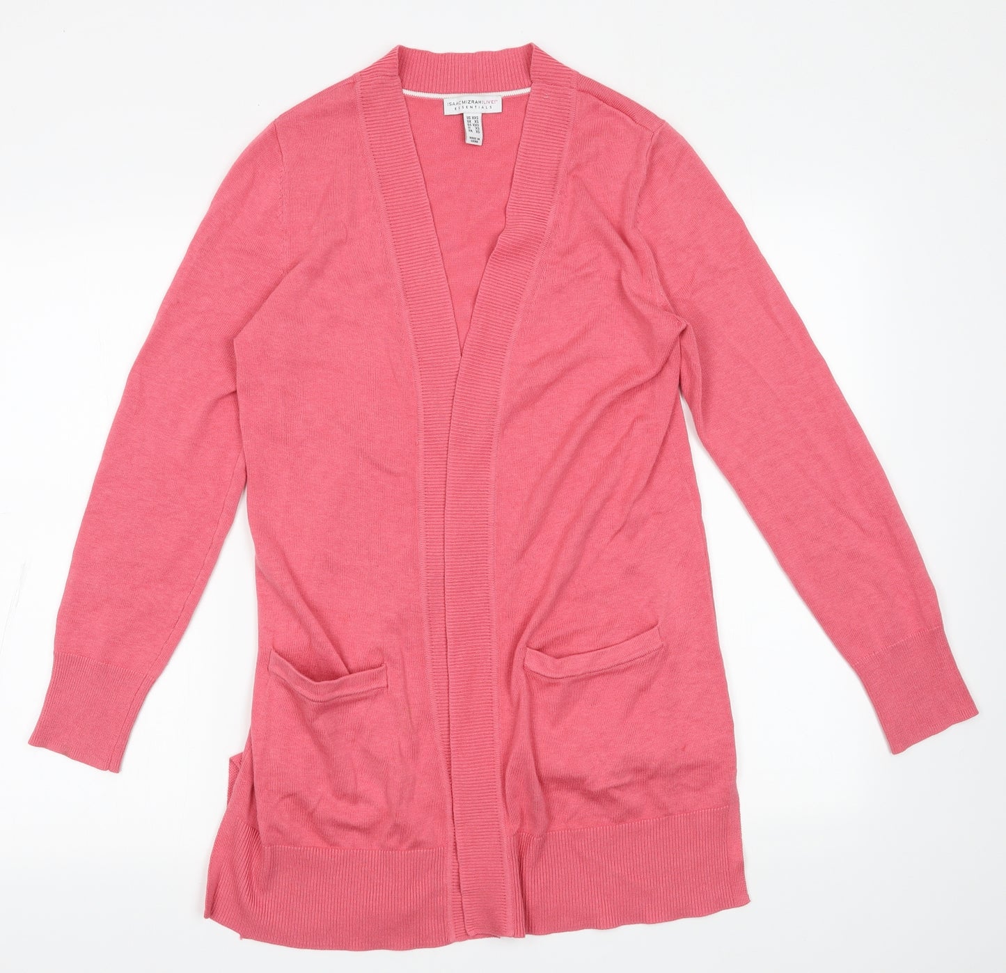Isaac Mizrahi Womens Pink V-Neck  Cotton Cardigan Jumper Size XS