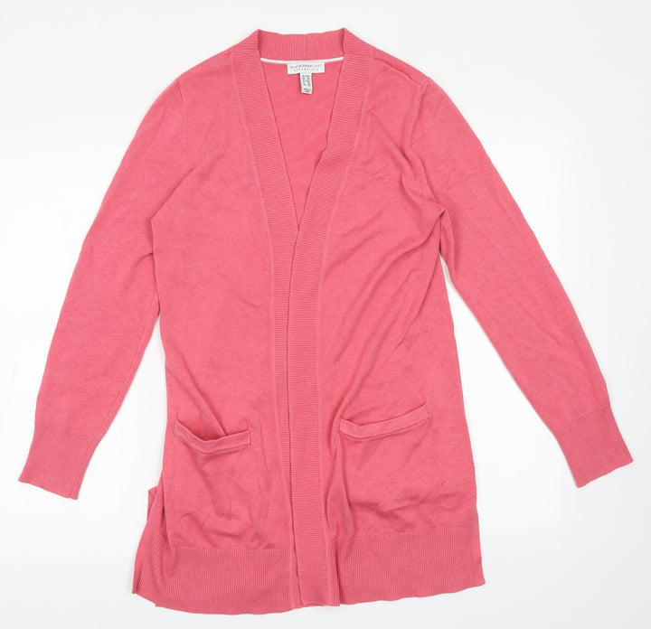Isaac Mizrahi Womens Pink V-Neck  Cotton Cardigan Jumper Size XS