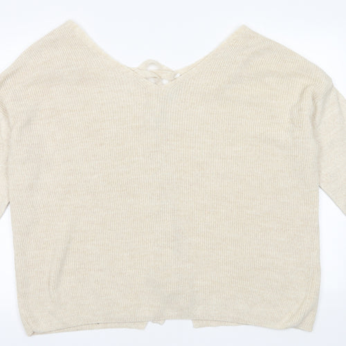 George Womens White  Acrylic Pullover Sweatshirt Size 16  Tie
