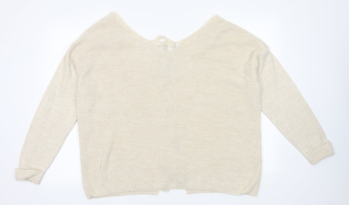 George Womens White Acrylic Pullover Sweatshirt Size 16 Tie