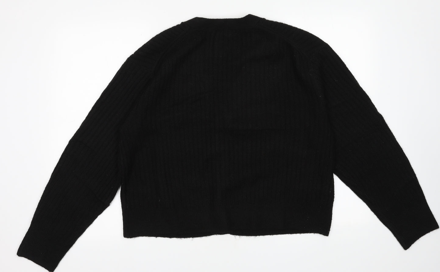 H&M Womens Black V-Neck  Polyester Cardigan Jumper Size L