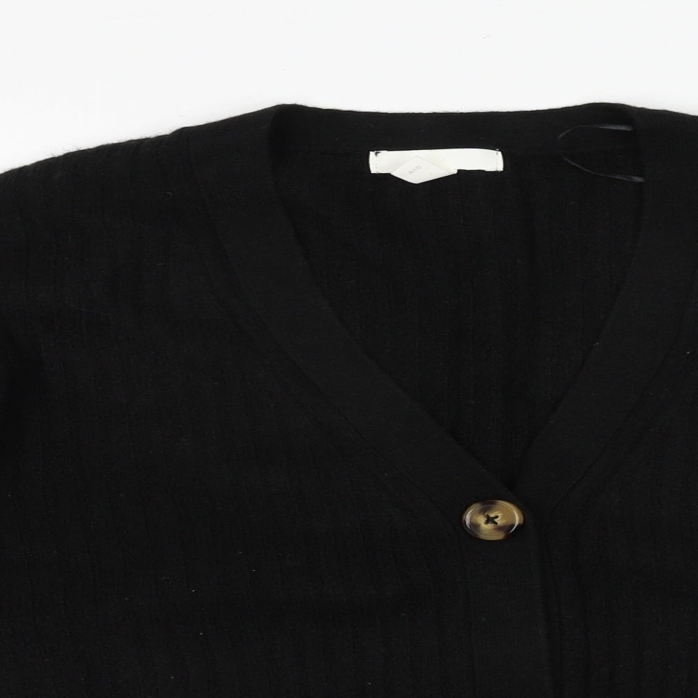 H&M Womens Black V-Neck  Polyester Cardigan Jumper Size L