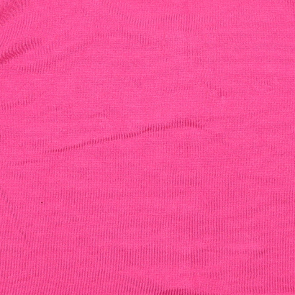 text Womens Pink Crew Neck Fair Isle Viscose Cardigan Jumper Size M