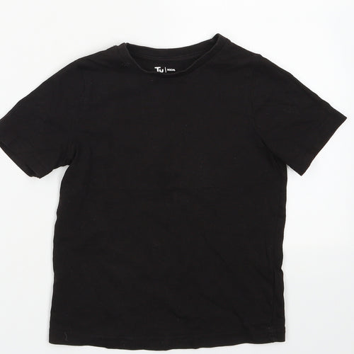 Sainsburys Boys Black  Cotton Basic T-Shirt Size 4 Years Crew Neck Pullover