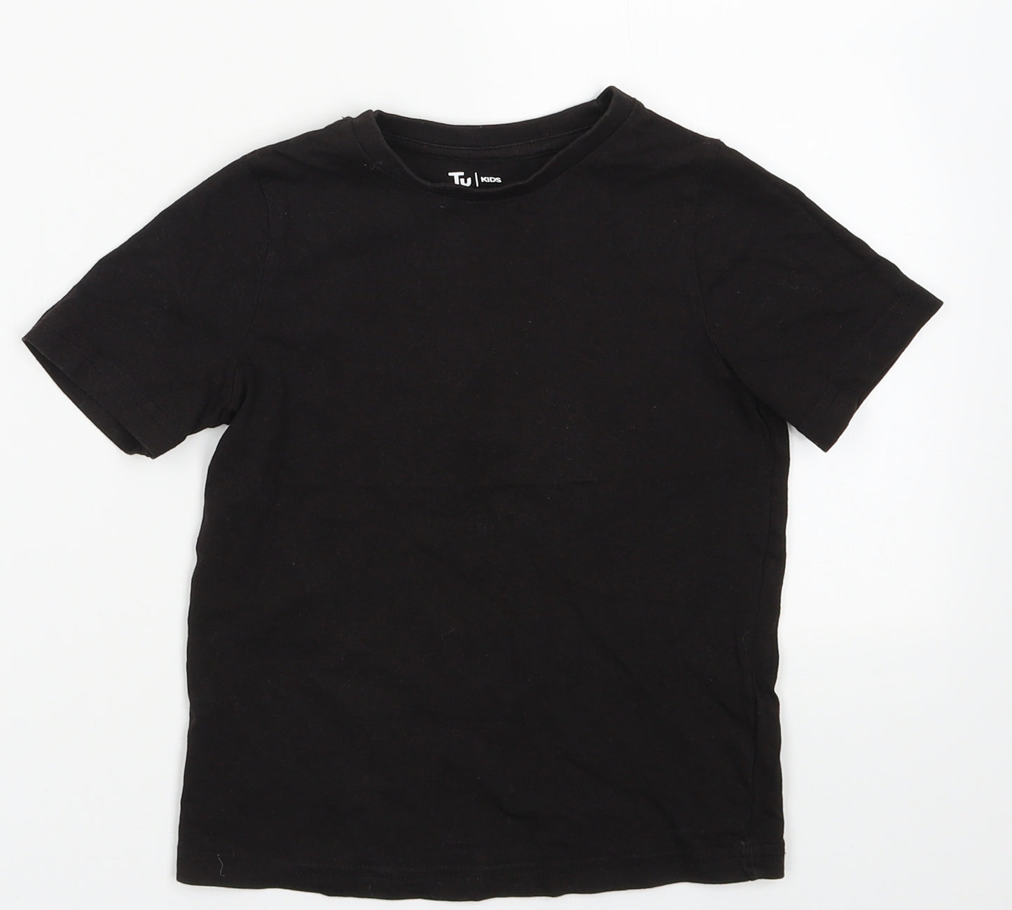Sainsburys Boys Black  Cotton Basic T-Shirt Size 4 Years Crew Neck Pullover
