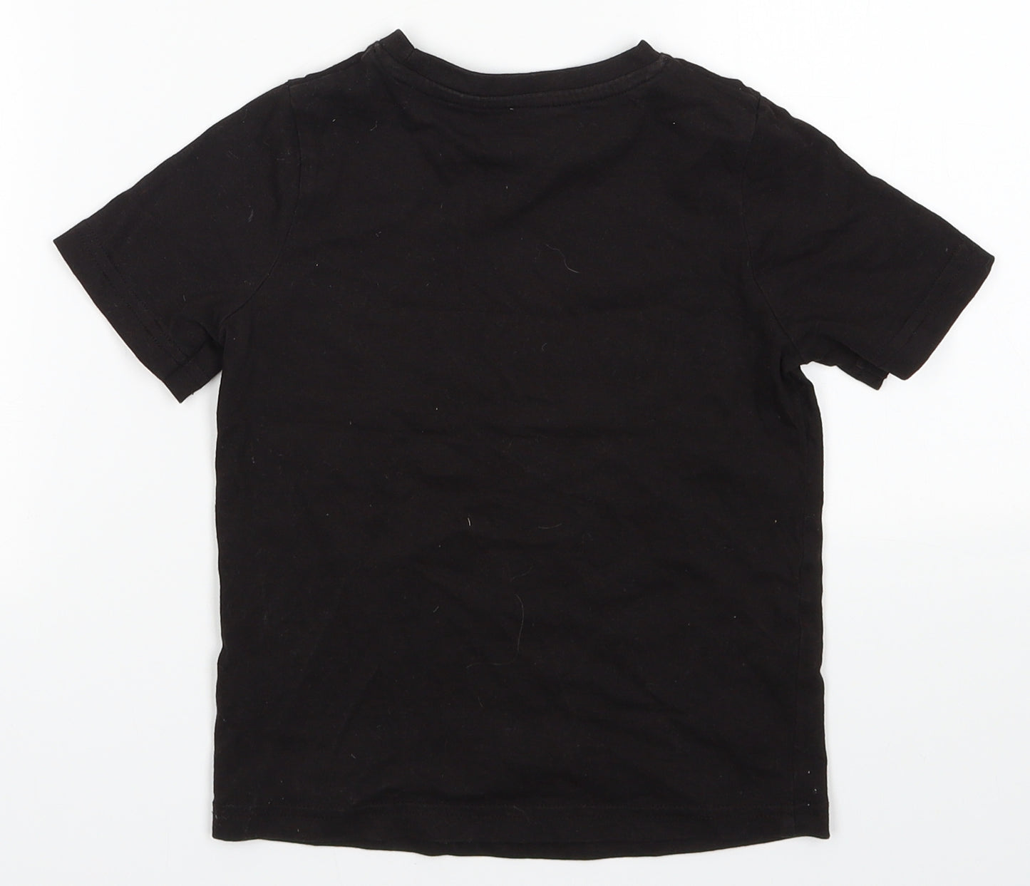 Sainsburys Boys Black  Cotton Basic T-Shirt Size 4 Years Crew Neck Pullover