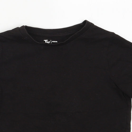 Sainsburys Boys Black  Cotton Basic T-Shirt Size 4 Years Crew Neck Pullover