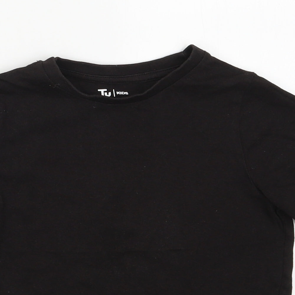 Sainsburys Boys Black  Cotton Basic T-Shirt Size 4 Years Crew Neck Pullover