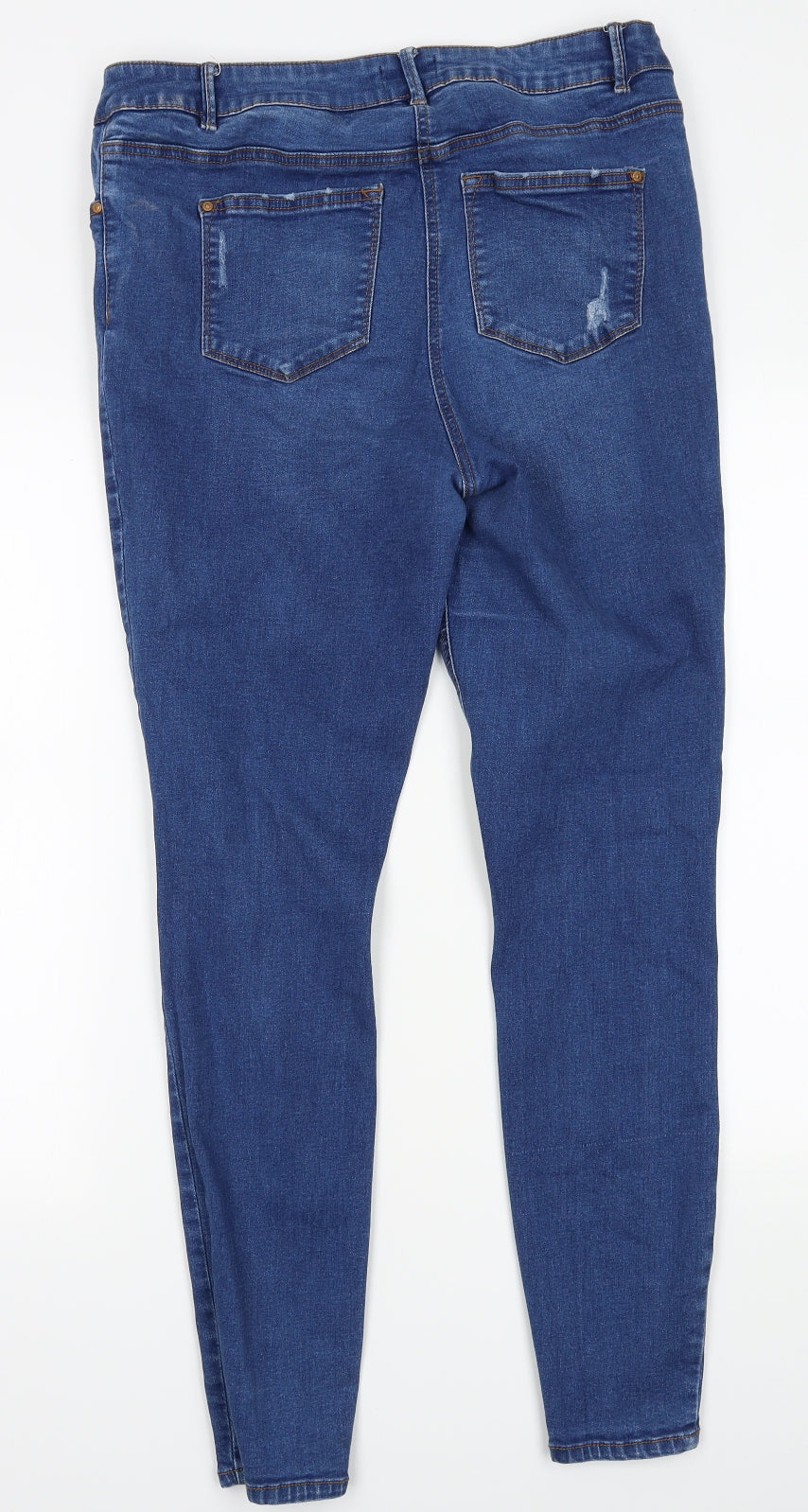 Matalan Womens Blue  Cotton Skinny Jeans Size 18 L31 in Regular Button