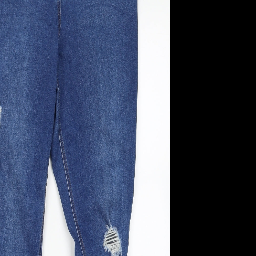 Matalan Womens Blue  Cotton Skinny Jeans Size 18 L31 in Regular Button