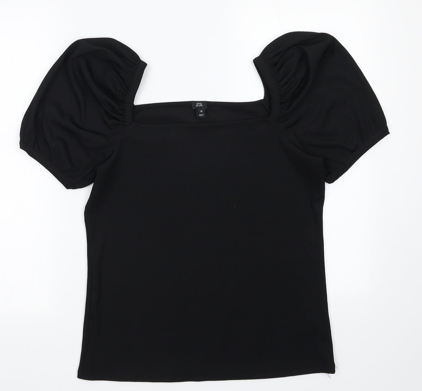 River Island Womens Black  Polyester Tunic T-Shirt Size 18 Square Neck