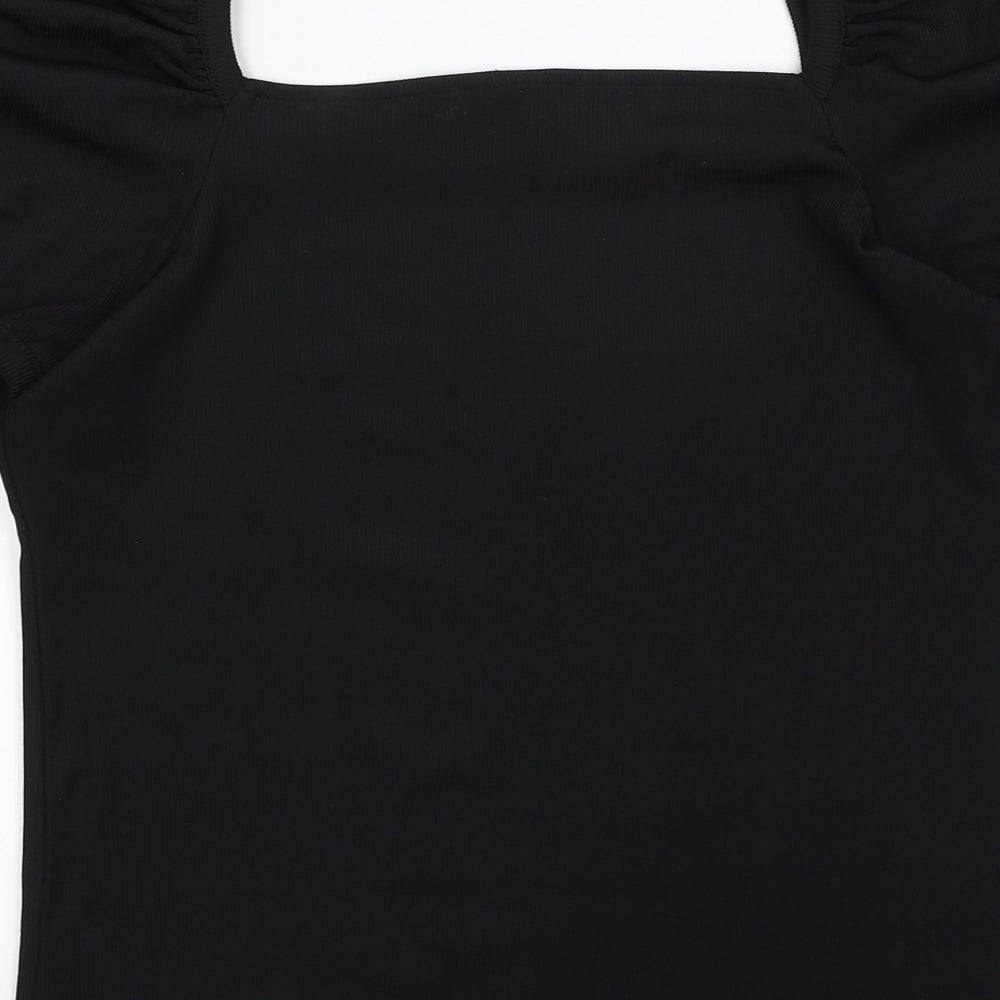 River Island Womens Black  Polyester Tunic T-Shirt Size 18 Square Neck