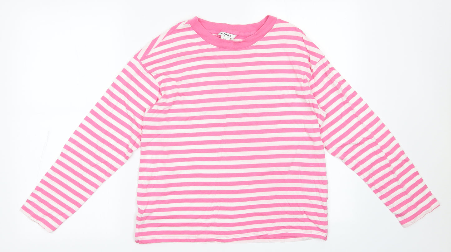 MONKL Womens Pink Striped Cotton Pullover Sweatshirt Size 2XS  Pullover
