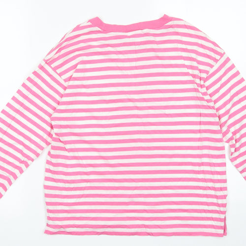 MONKL Womens Pink Striped Cotton Pullover Sweatshirt Size 2XS  Pullover