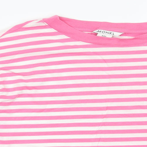 MONKL Womens Pink Striped Cotton Pullover Sweatshirt Size 2XS  Pullover