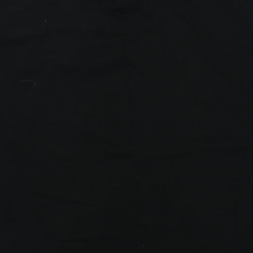 Miss Selfridge Womens Black  Cotton Cropped T-Shirt Size 8 Crew Neck