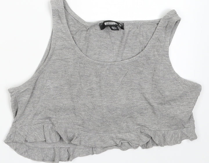 Missguided Womens Grey Viscose Cropped Tank Size 6 Scoop Neck