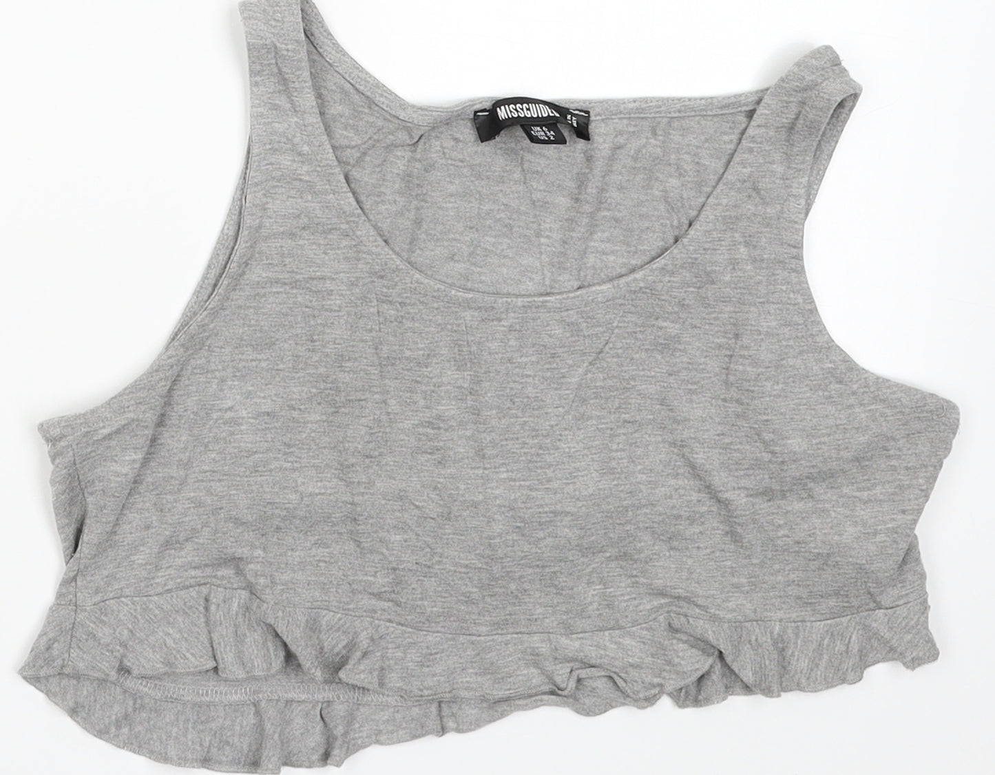 Missguided Womens Grey  Viscose Cropped Tank Size 6 Scoop Neck
