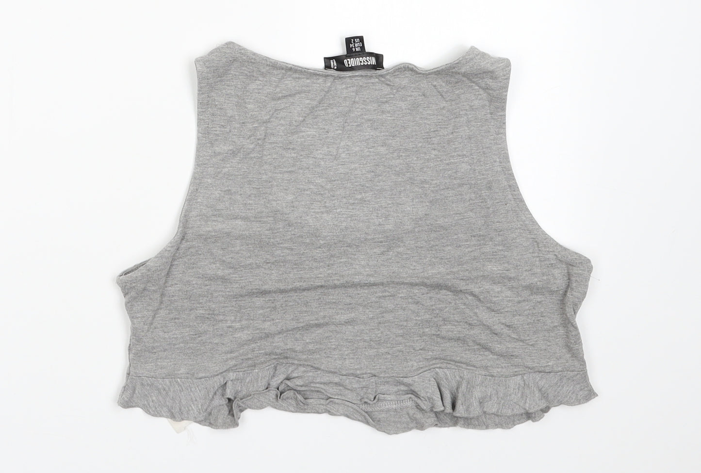 Missguided Womens Grey  Viscose Cropped Tank Size 6 Scoop Neck