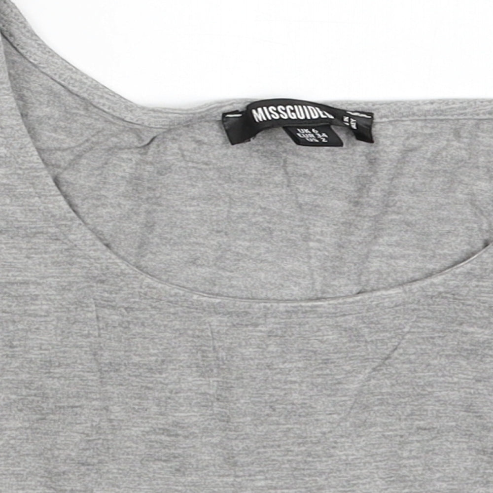 Missguided Womens Grey  Viscose Cropped Tank Size 6 Scoop Neck