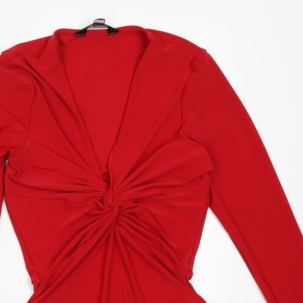 Miss Selfridge Womens Red  Polyester Bodysuit One-Piece Size 6  Buckle