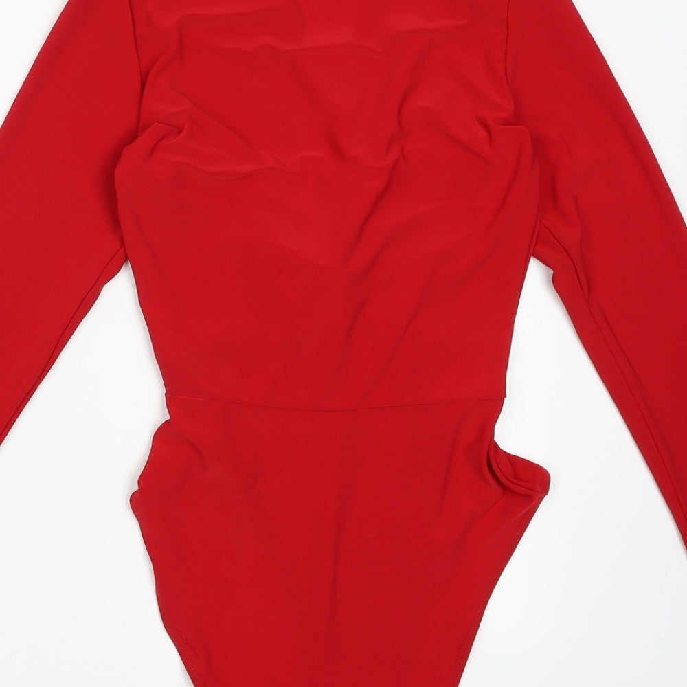 Miss Selfridge Womens Red  Polyester Bodysuit One-Piece Size 6  Buckle