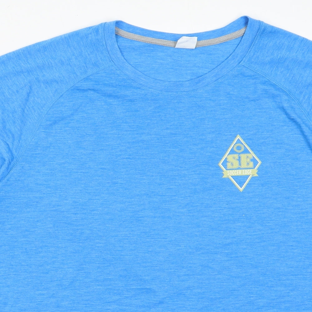sport tek Mens Blue  Polyester Basic T-Shirt Size L Crew Neck Pullover - soccer edge