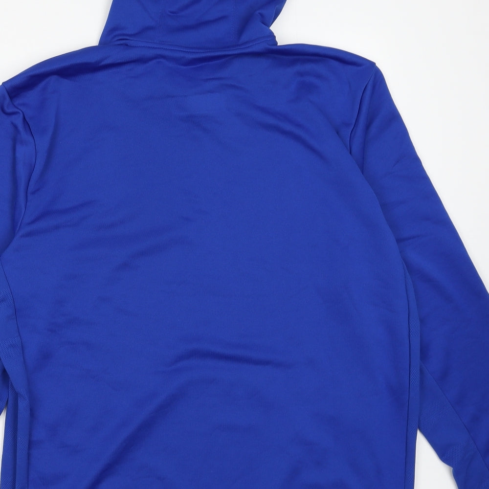 adidas Mens Blue Striped Polyester Pullover Hoodie Size L   - soccer edge