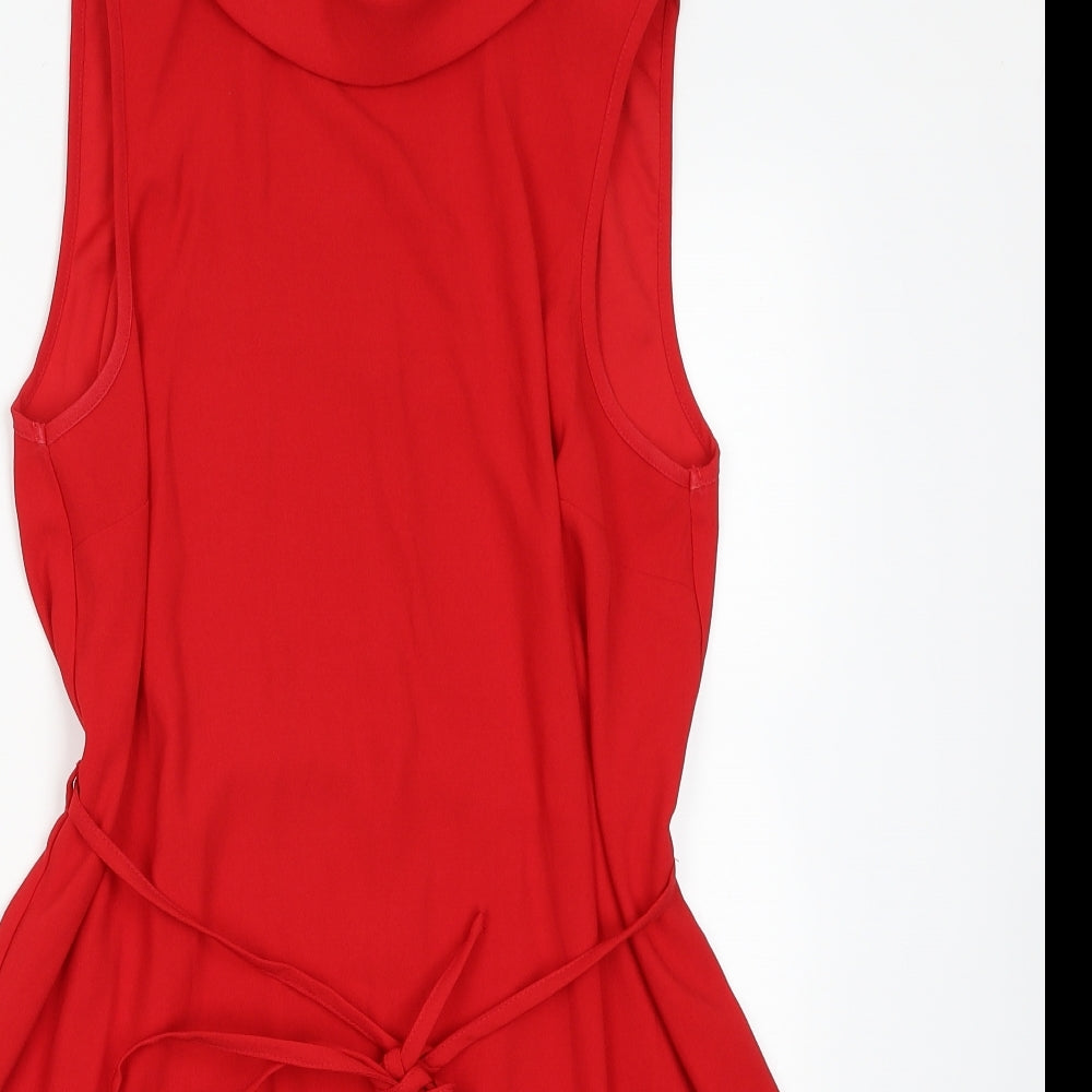 River Island Womens Red  Polyester A-Line  Size 12  Collared Button