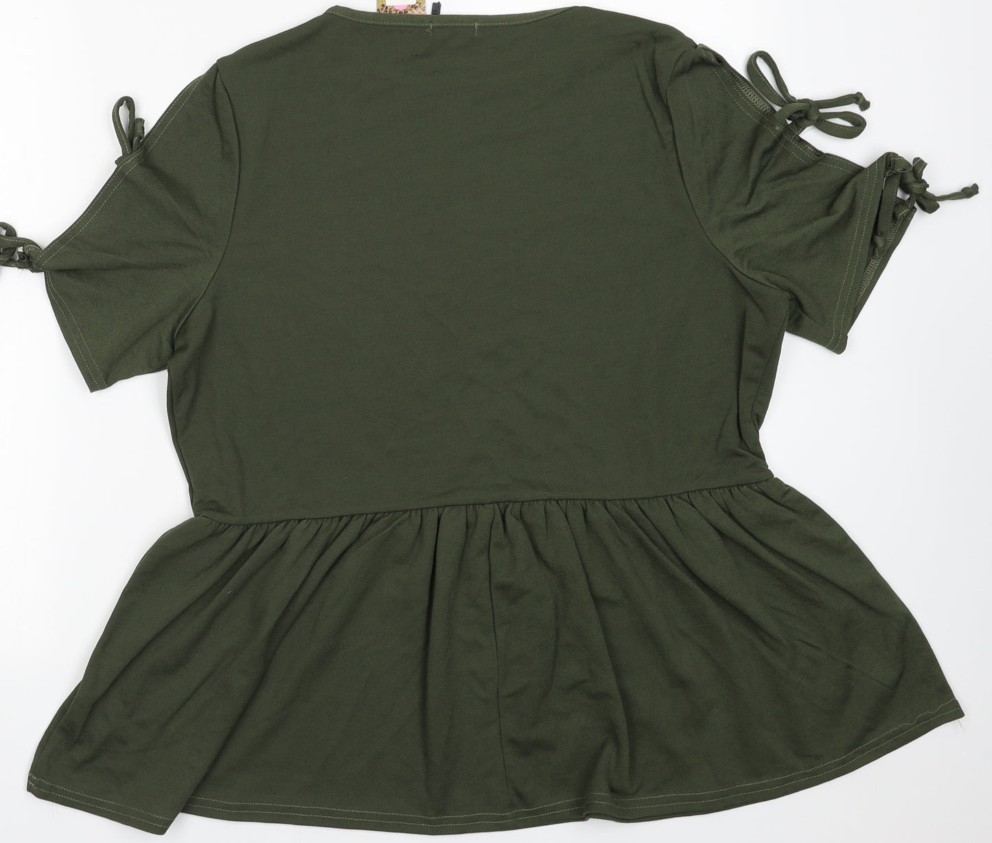 Boohoo Womens Green  Polyester Basic Blouse Size 20 Crew Neck