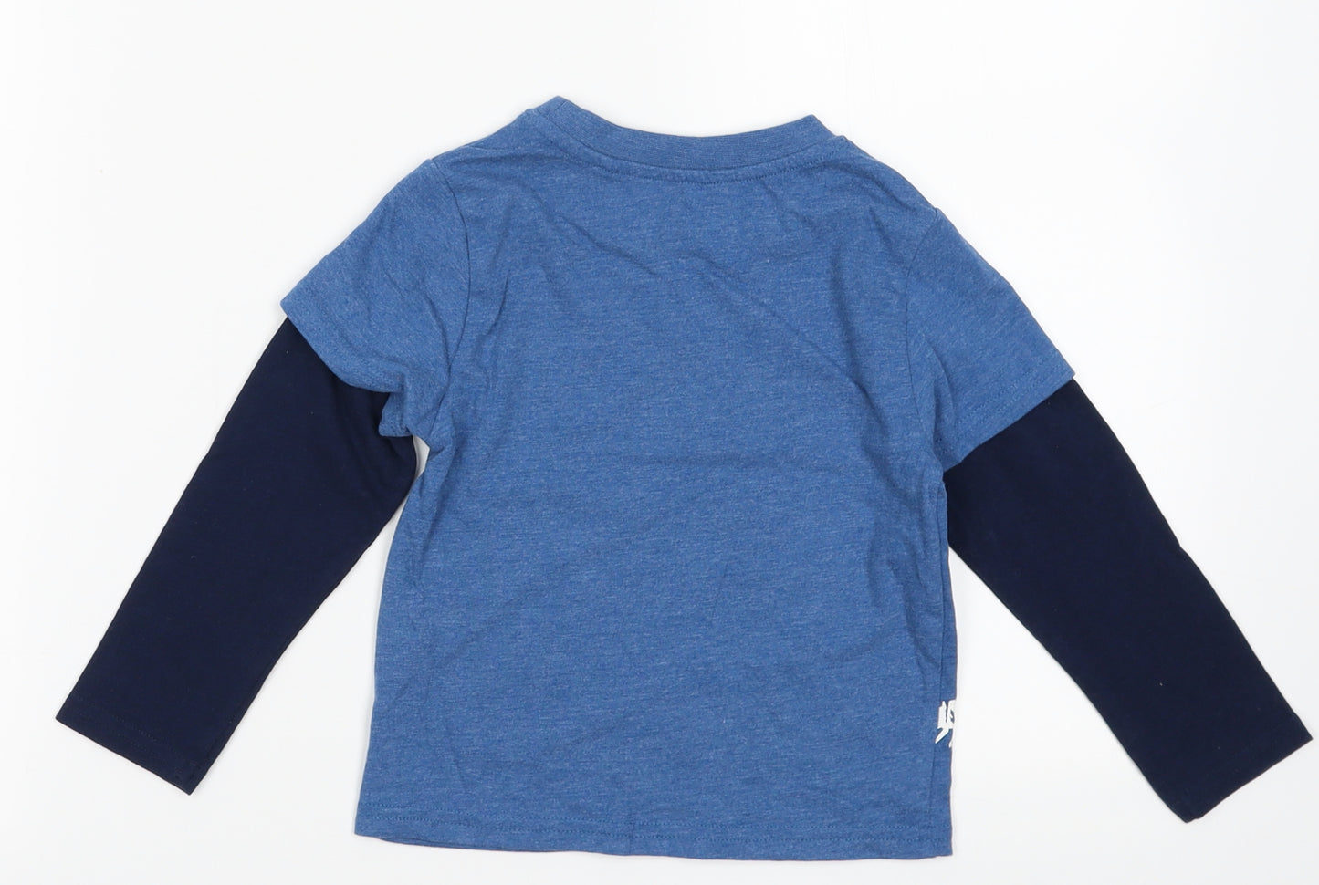 hulabaloo Boys Blue  Cotton Basic Casual Size 2-3 Years Crew Neck Pullover - Dinosaur