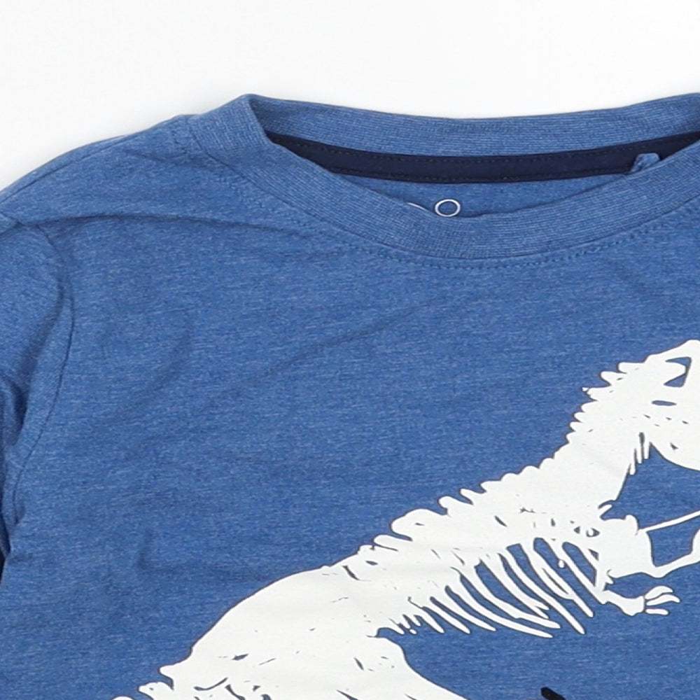 hulabaloo Boys Blue  Cotton Basic Casual Size 2-3 Years Crew Neck Pullover - Dinosaur