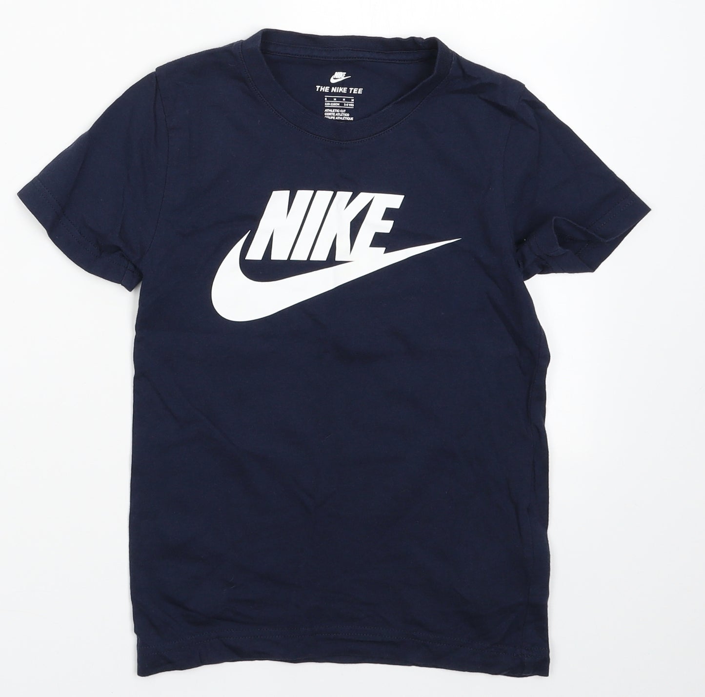 Nike Boys Blue  Cotton Basic T-Shirt Size 5-6 Years Crew Neck Pullover