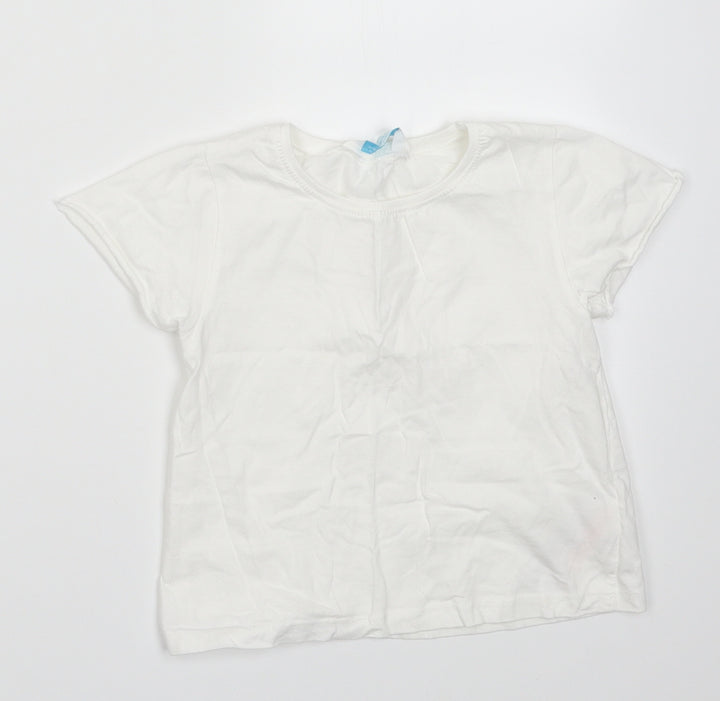Primark Girls White Cotton Basic T-Shirt Size 8-9 Years Crew Neck Pullover