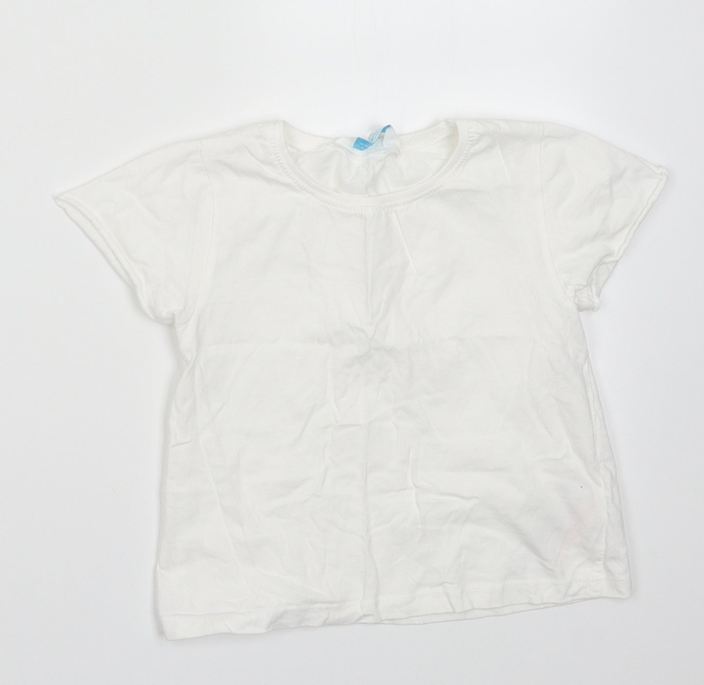 Primark Girls White  Cotton Basic T-Shirt Size 8-9 Years Crew Neck Pullover