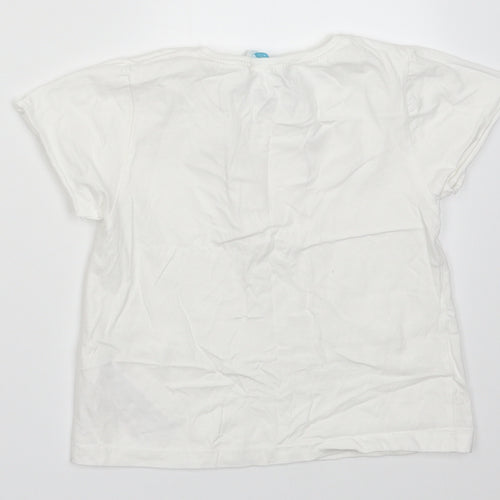 Primark Girls White  Cotton Basic T-Shirt Size 8-9 Years Crew Neck Pullover
